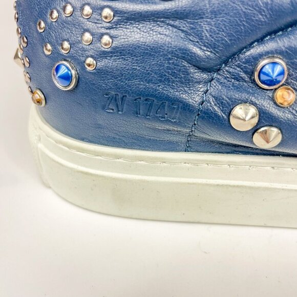 Zadig and Voltaire Tricolor Studded Leather and Suede Jungle Clous Sneakers Size - Picture 4 of 12